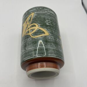 Japanese Stoneware Asian Character Cup Green And Gold